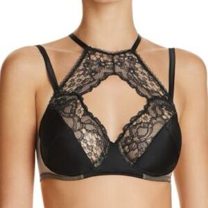 ELSE Yasmin Harness High Neck Plunge Bra Black NEW